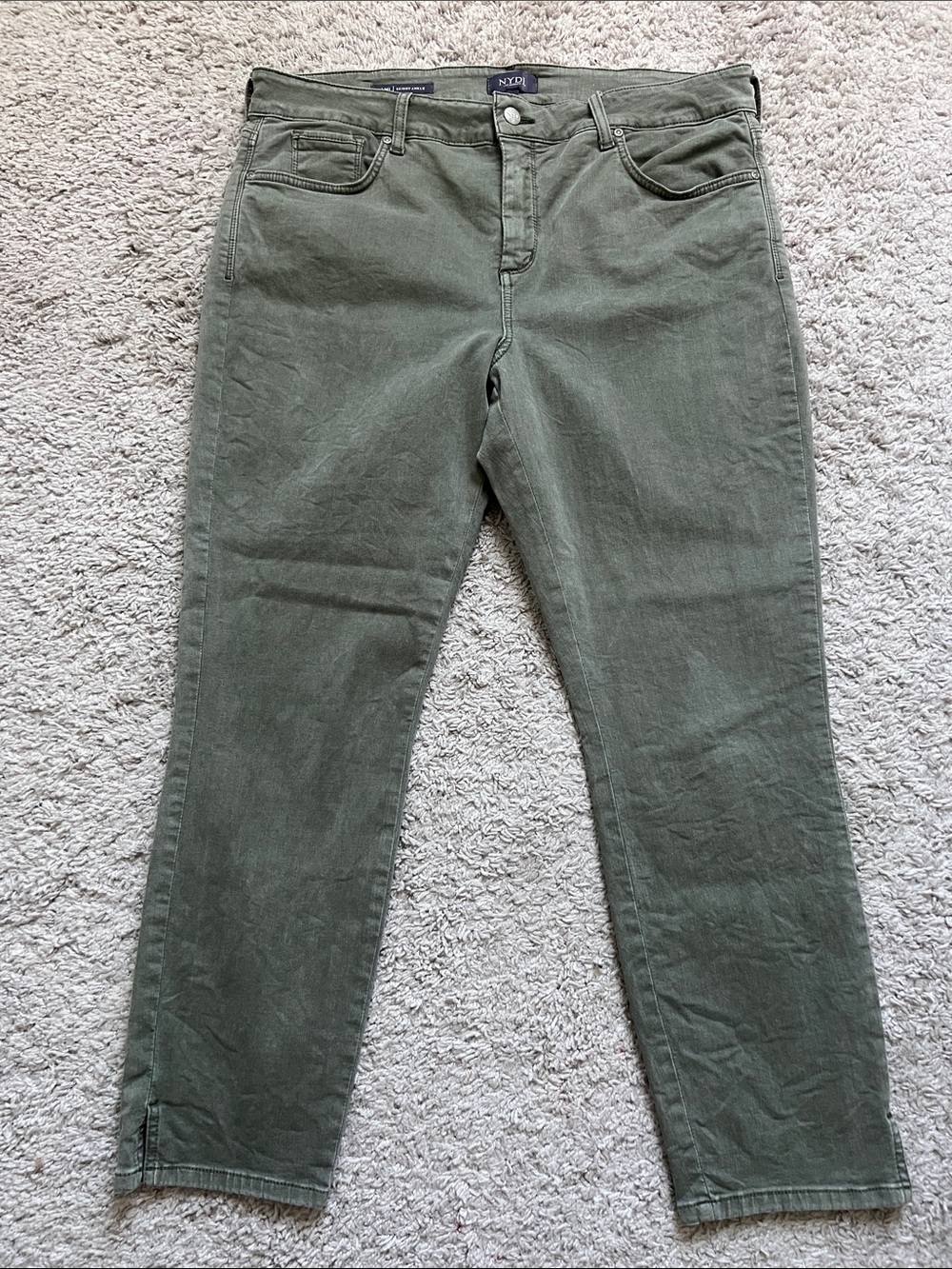 NYDJ Olive Green Jeans Ami Skinny Ankle Size 14 LiftxTuck